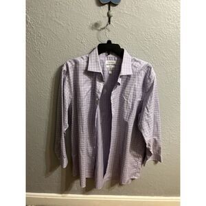 Collection Michael Strahan 18 34-35 purple and white Plaid Long Sleeve Shirt‎